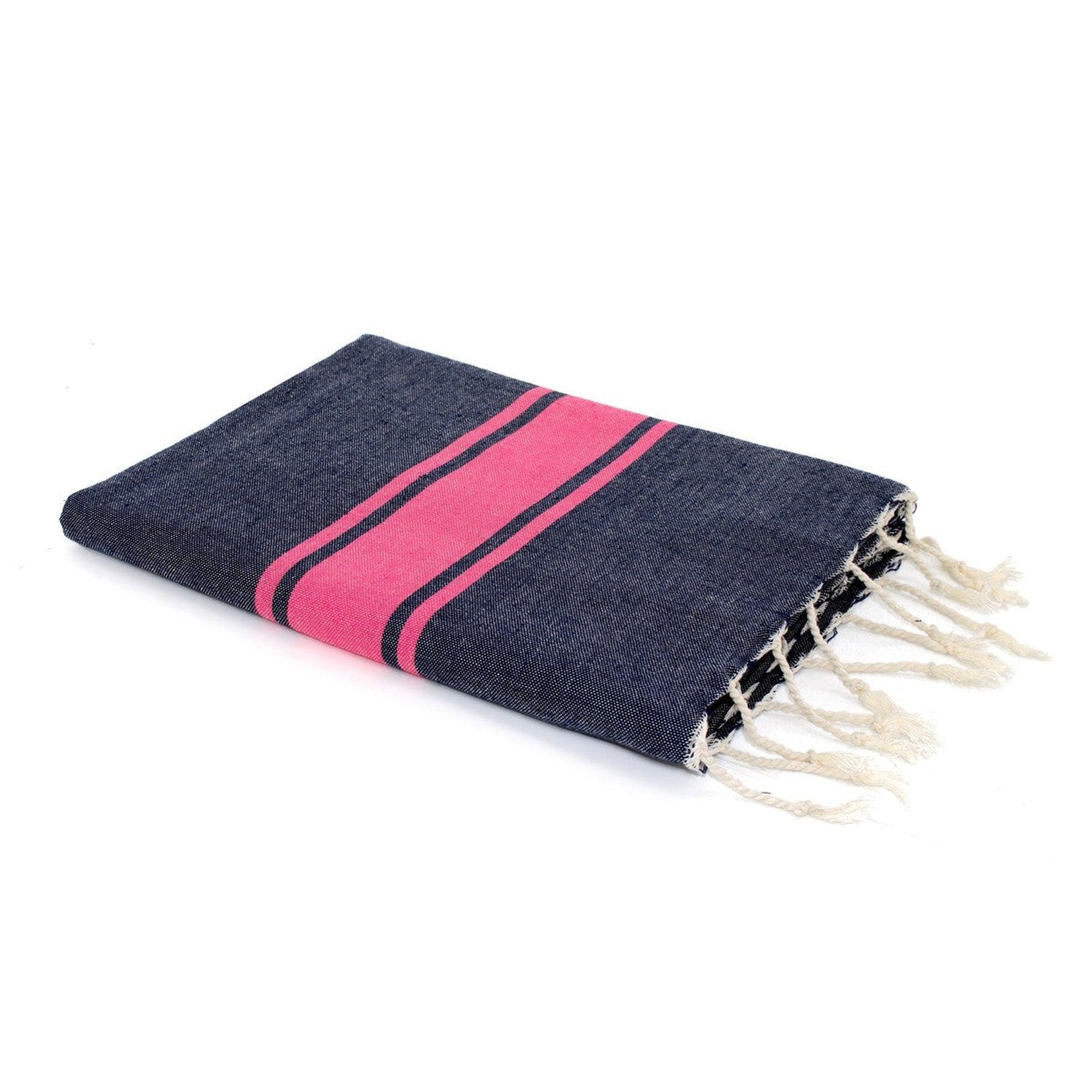 St Tropez - Fouta bicolor - Azul denim/Rosa fucsia