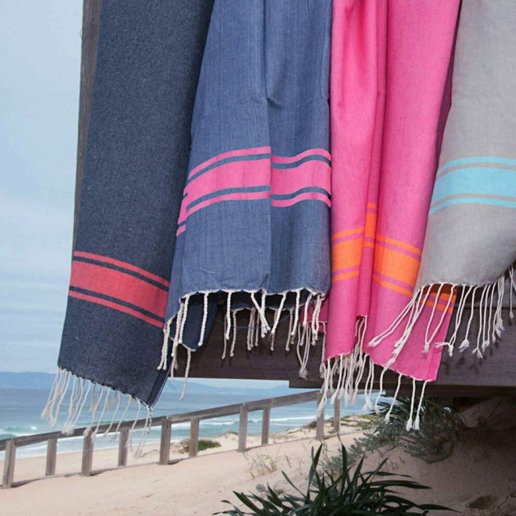 St Tropez - Fouta bicolor - Azul denim/Rosa fucsia