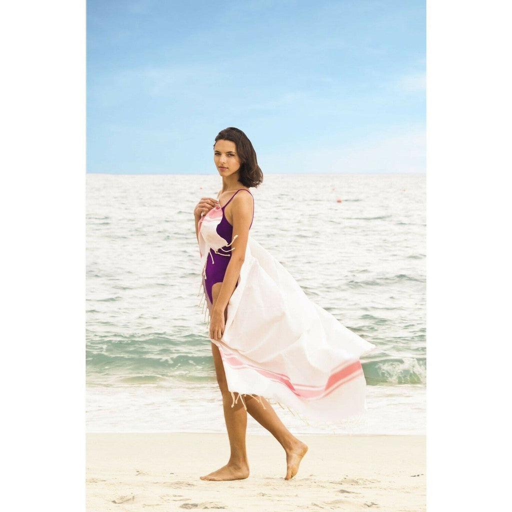St Tropez - Fouta Blanche - Blanc/Rouge