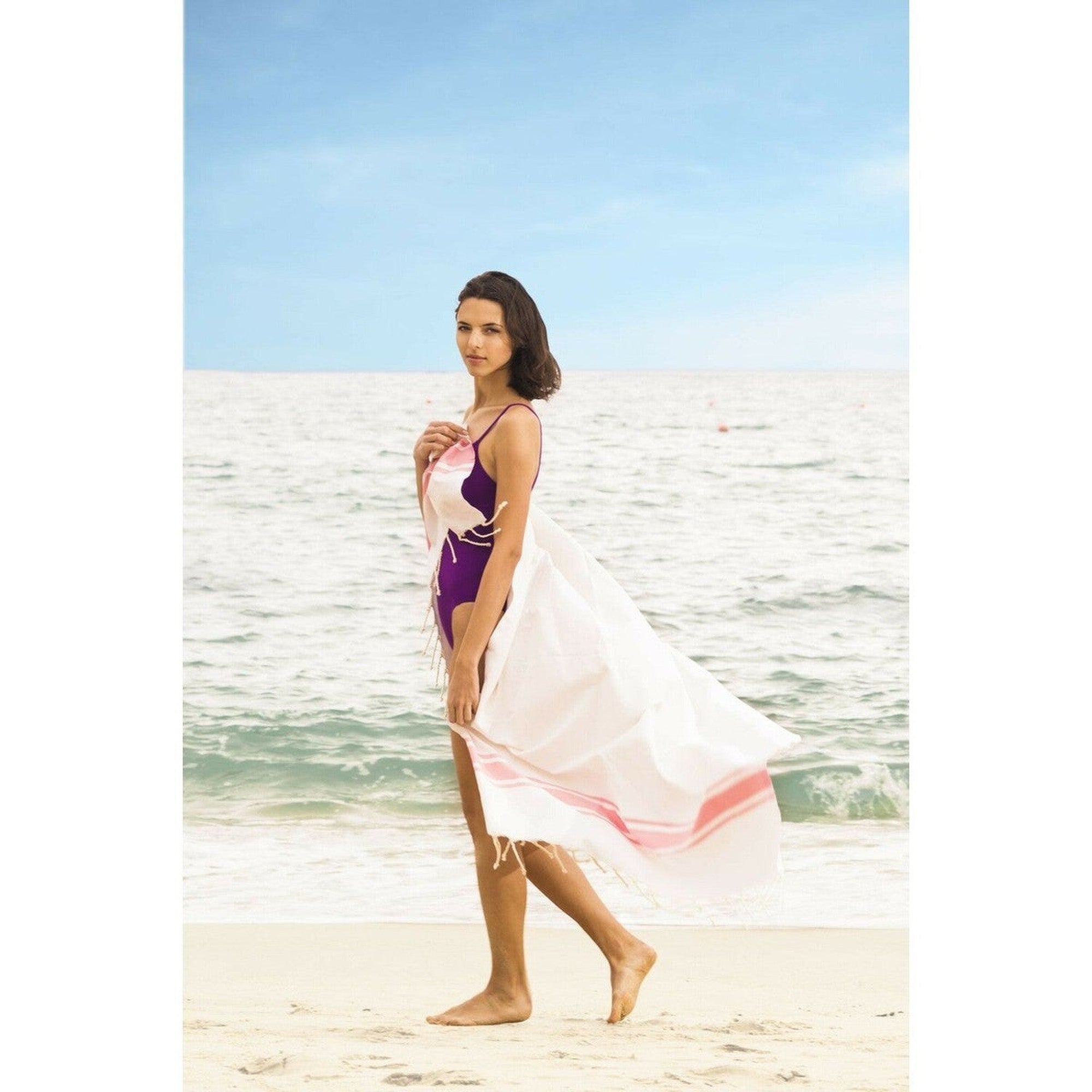 St Tropez - Fouta Blanche - Blanc/Rouge