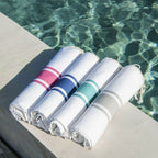St Tropez - Fouta blanca - Blanco/Rosa fucsia