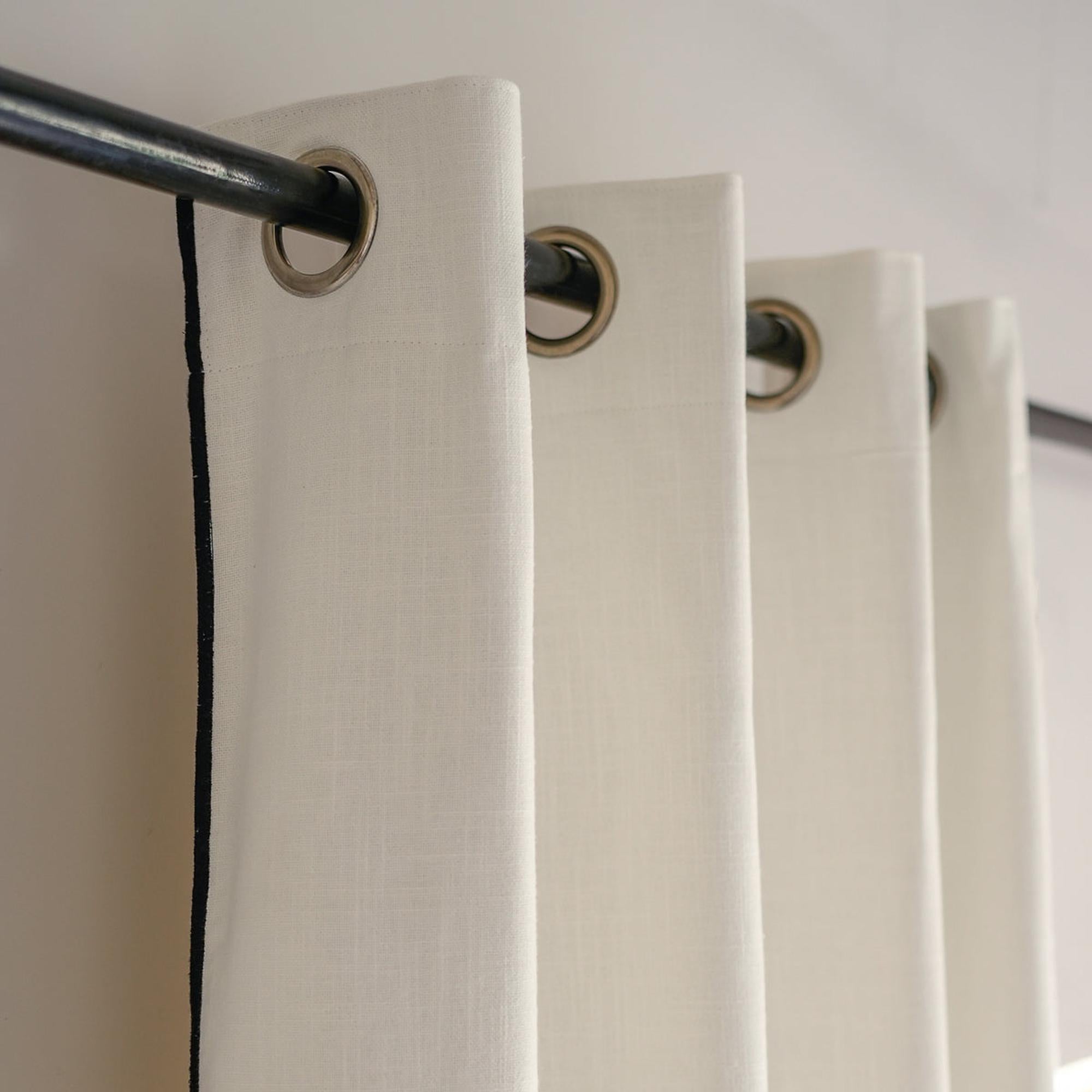 Ernest - Eyelet Curtain - Washed Linen - White/Black