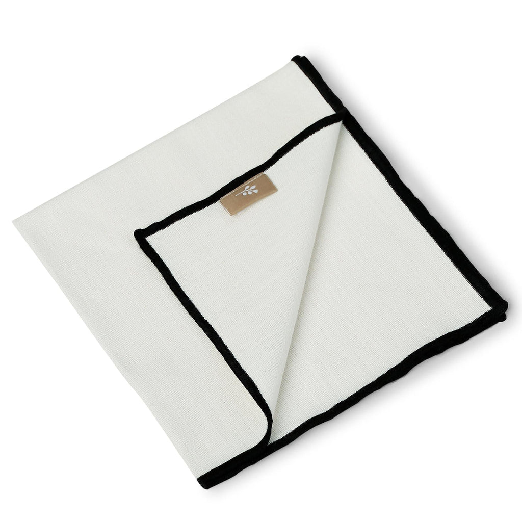 Ernest - Lot De 4 Serviettes De Table - Blanc/Noir