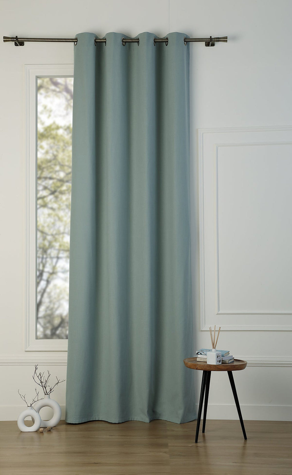 Louis - Cortina Con Ollaos - Lona De Algodón - Verde Celadón