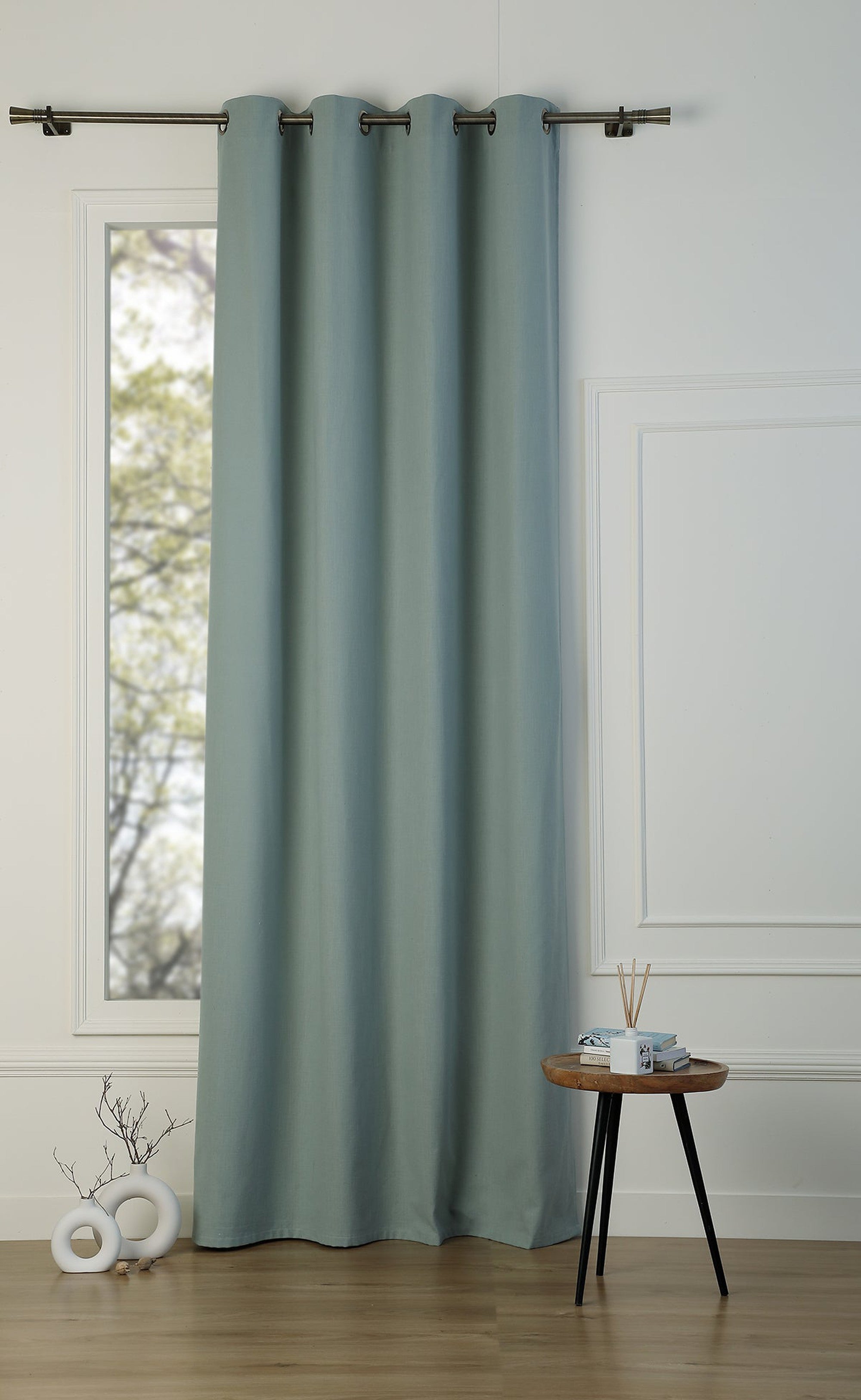 Louis - Cortina Con Ollaos - Lona De Algodón - Verde Celadón