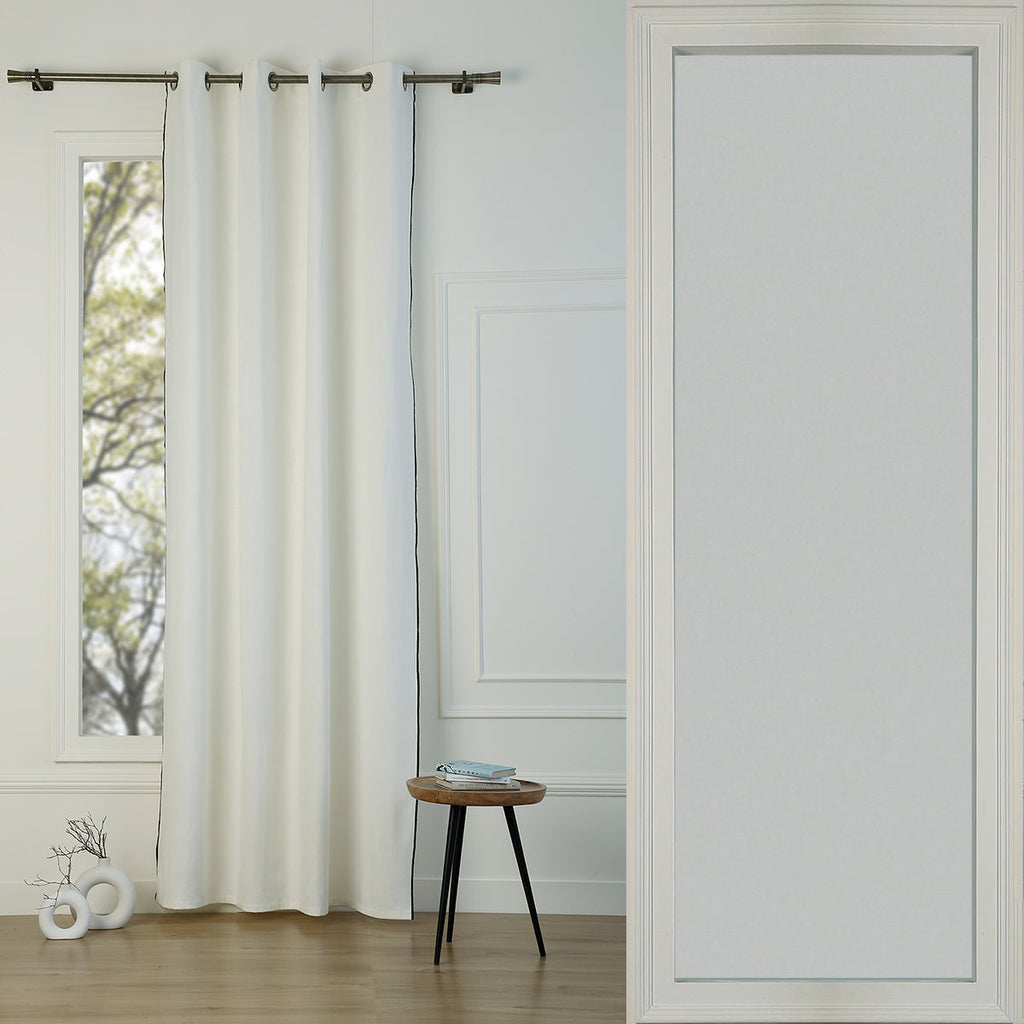 Jules - Eyelet Curtain - Cotton Canvas - White/Black