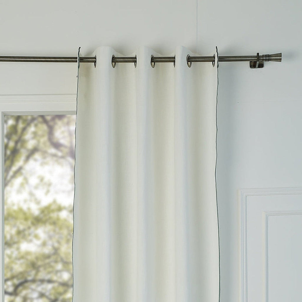 Jules - Eyelet Curtain - Cotton Canvas - White/Black