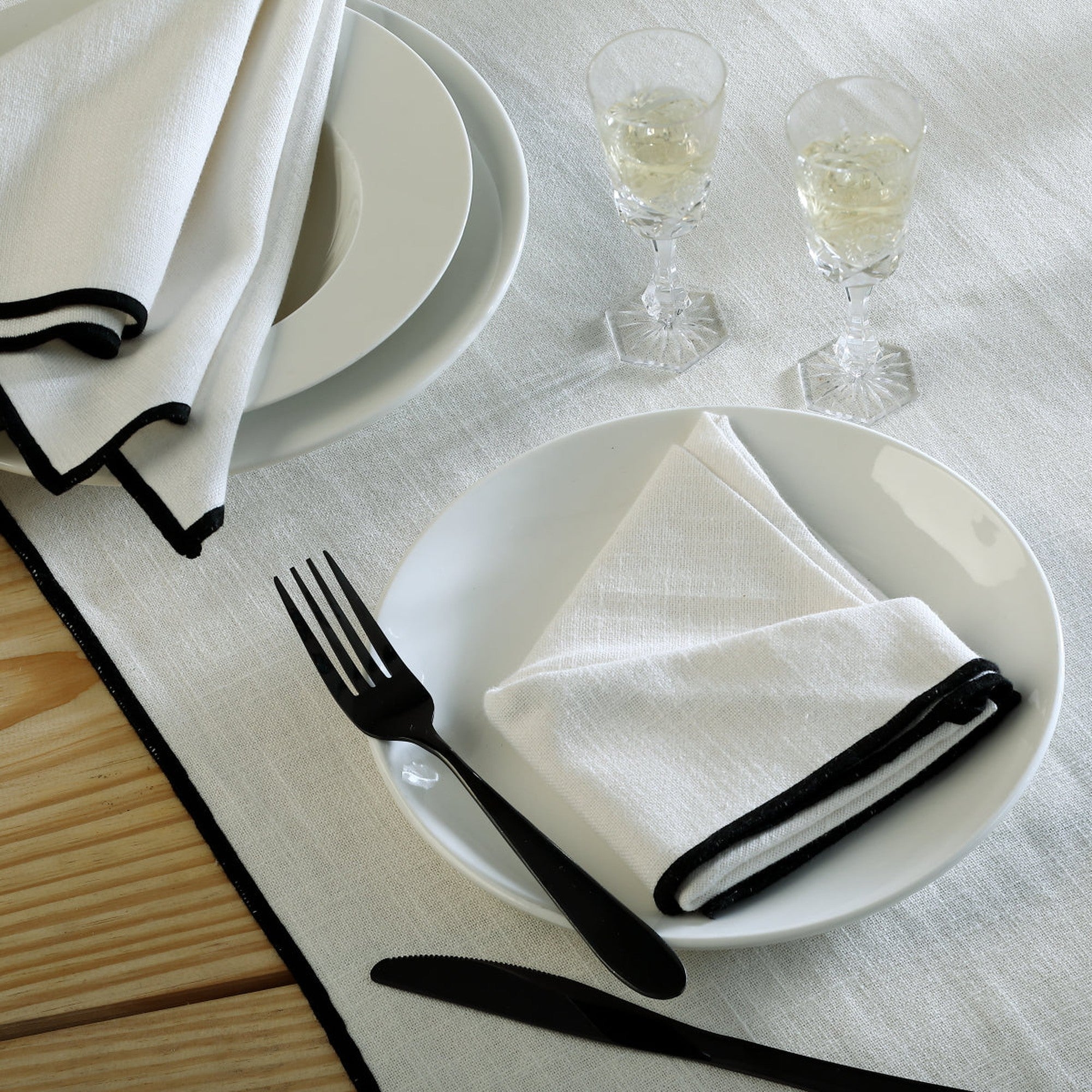 Jules - Serviette De Table (X4) - Blanc/Noir