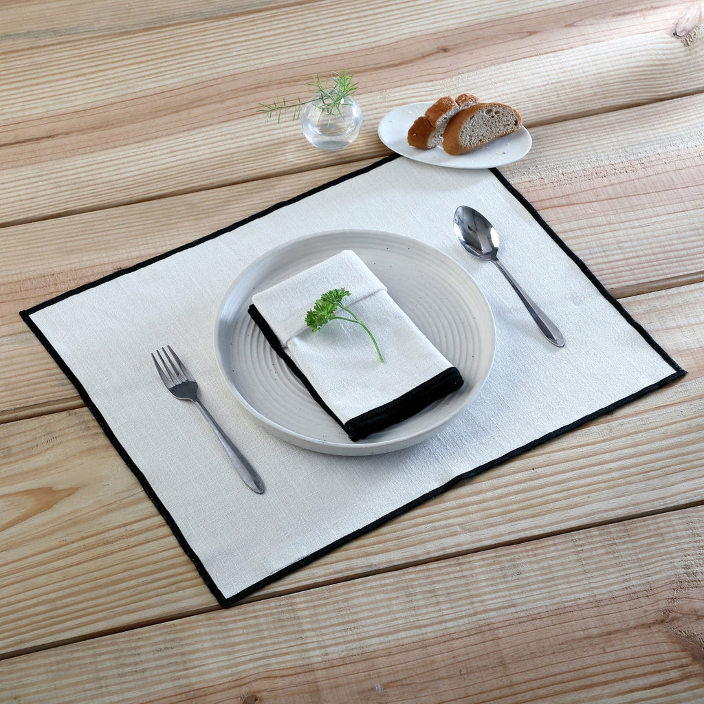 Jules - Serviette De Table (X4) - Blanc/Noir
