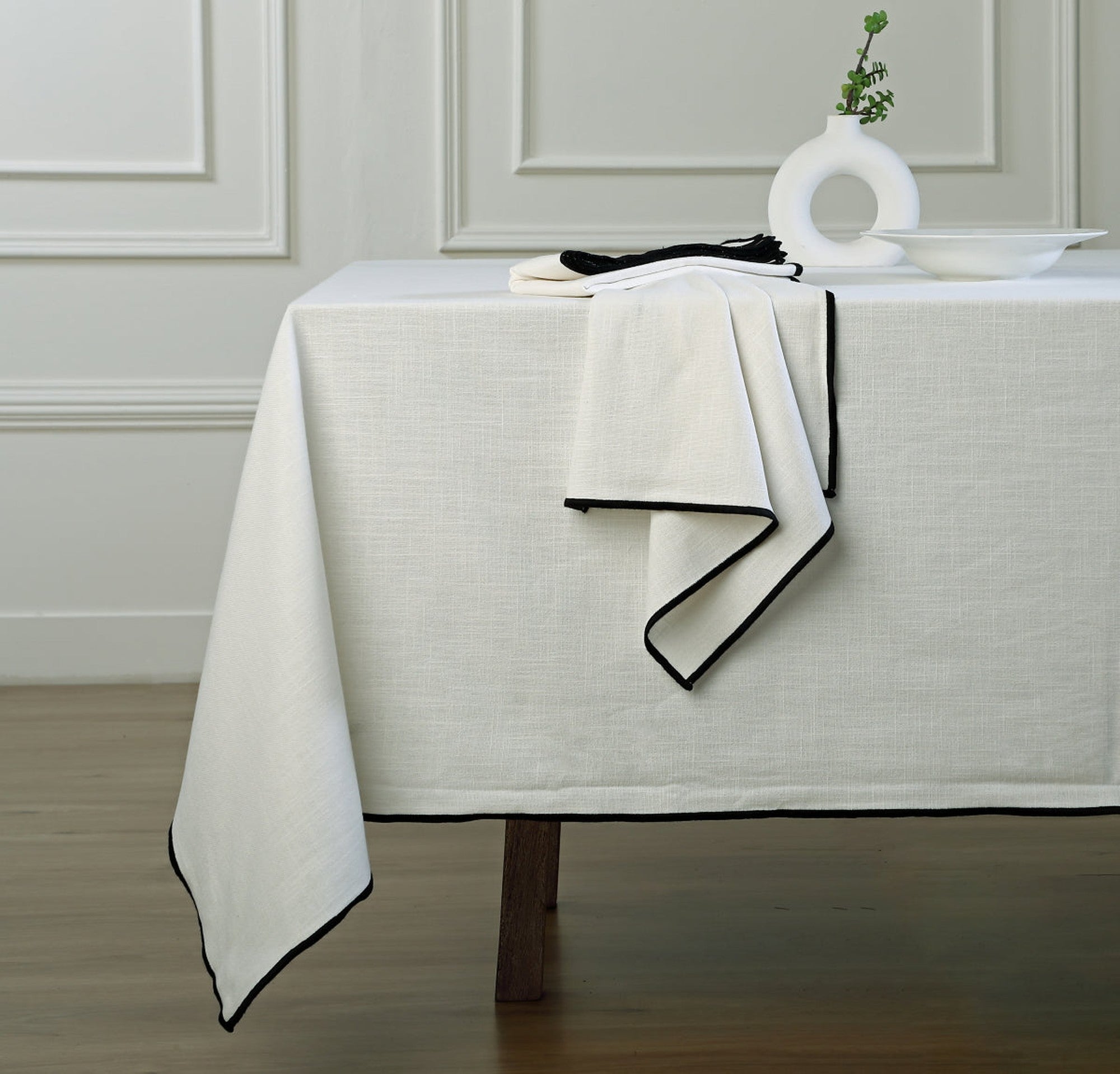 Jules - Serviette De Table (X4) - Blanc/Noir