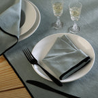 Jules - Lot De 4 Serviettes De Table - Céladon/Noir