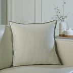 Jules - Cushion Cover - Cotton Canvas - White/Celadon