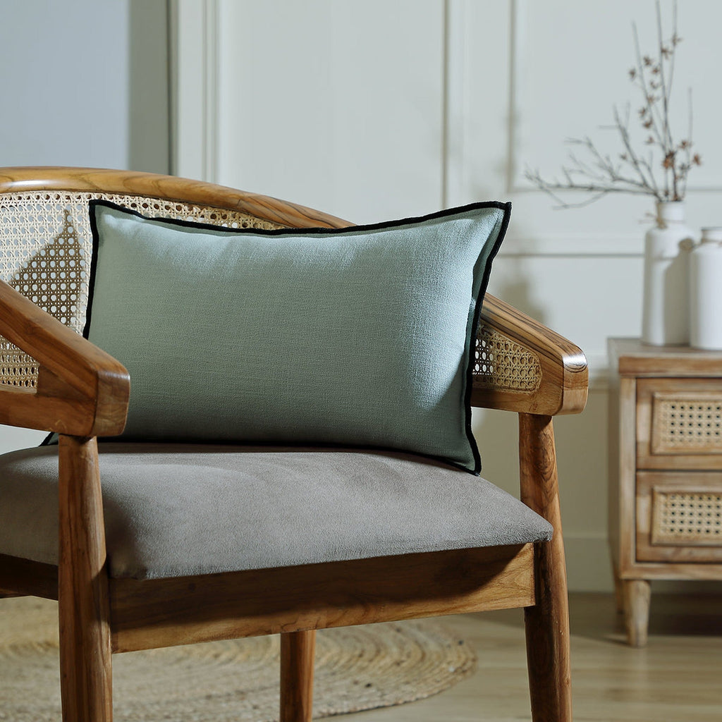 Jules - Cushion Cover - Cotton Canvas - Celadon/Black