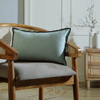 Jules - Cushion Cover - Cotton Canvas - Celadon/Black