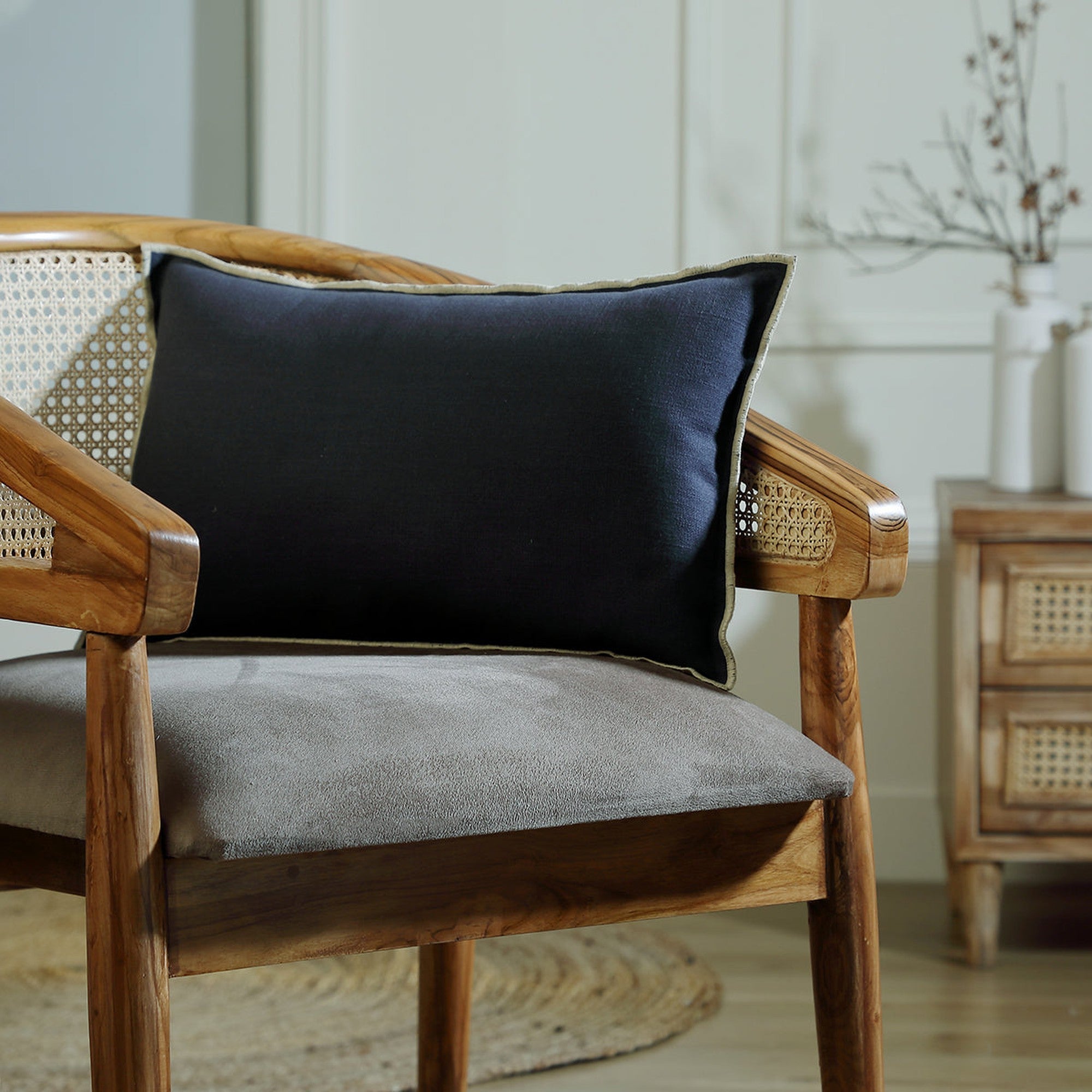 Jules - Housse De Coussin - Toile De Coton - Fusain/Sable