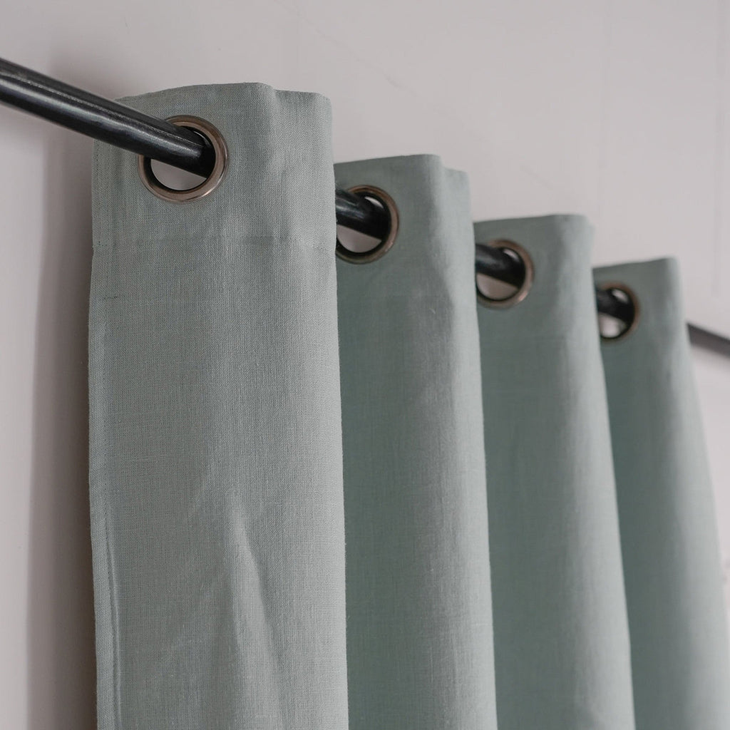 Paul - Rideau Occultant À Œillets - Lin Lavé - Vert Céladon