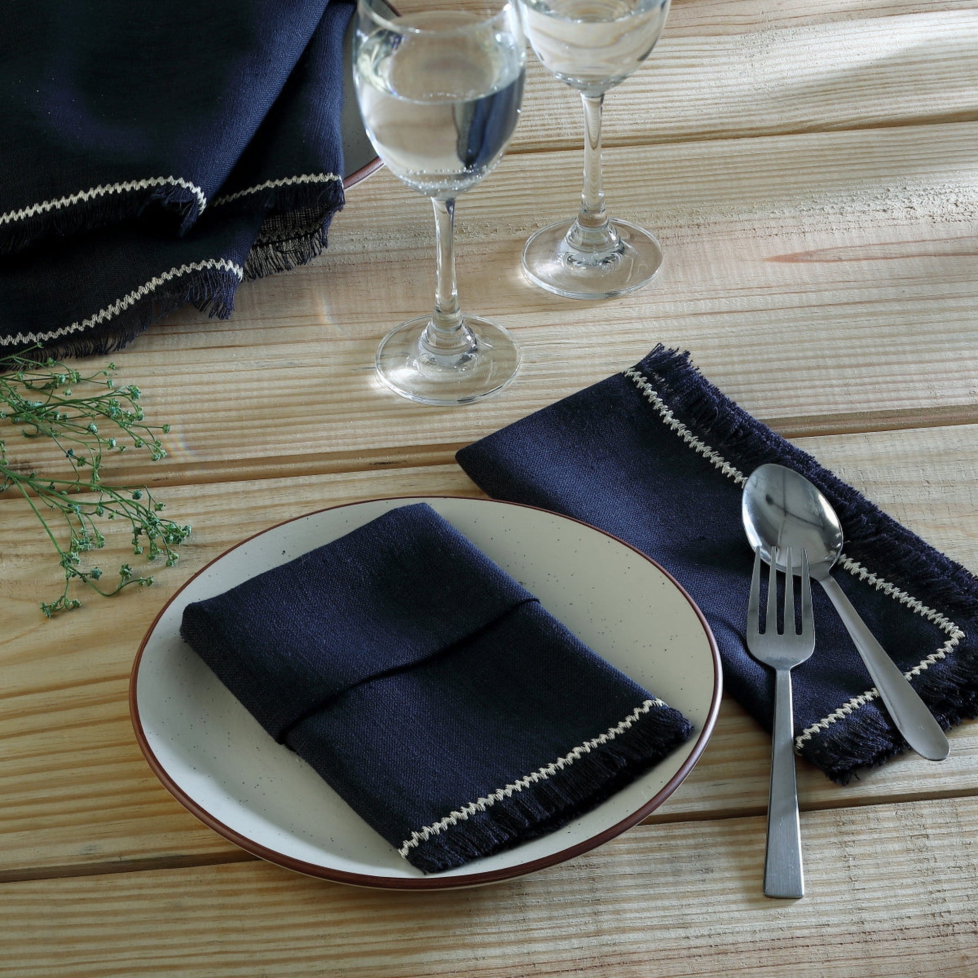 Gabriel - Lot De 4 Serviettes De Table - Fusain/Sable