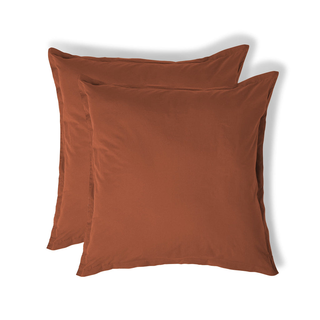 Nina - Funda De Almohada (X2) - Percal De Algodón - Rojo Toscano