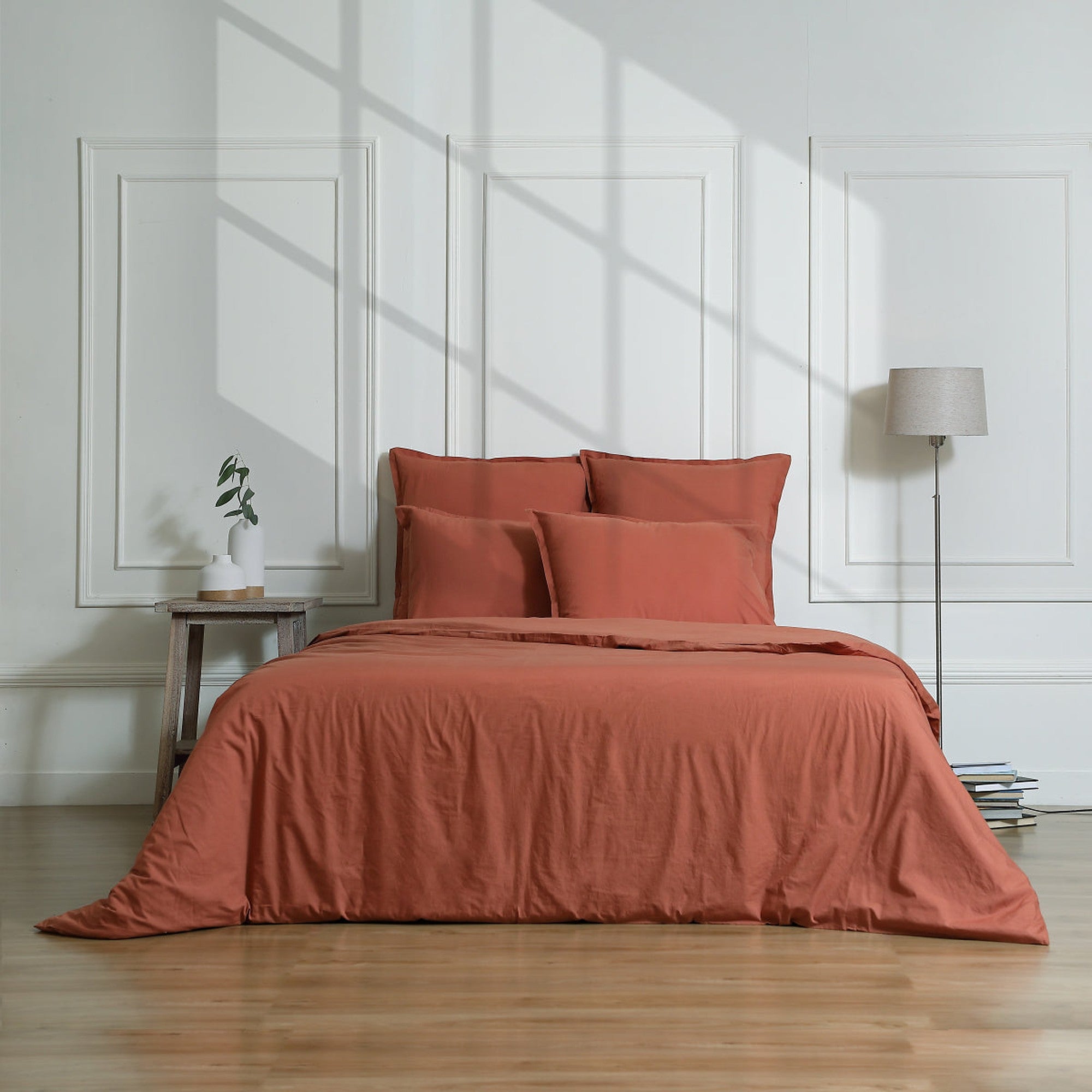 Nina - Funda De Almohada (X2) - Percal De Algodón - Rojo Toscano