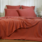 Carla - Set Di 2 Federe - Garza Di Cotone - Rosso