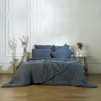 Carla - Lot De 2 Taies D'Oreiller - Gaze De Coton - Bleu Orage