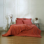 Carla - Set Di 2 Federe - Garza Di Cotone - Rosso