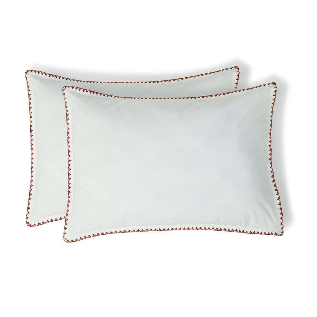 Zoé - Funda De Almohada (X2) - Percal De Algodón - Blanco/Rojo