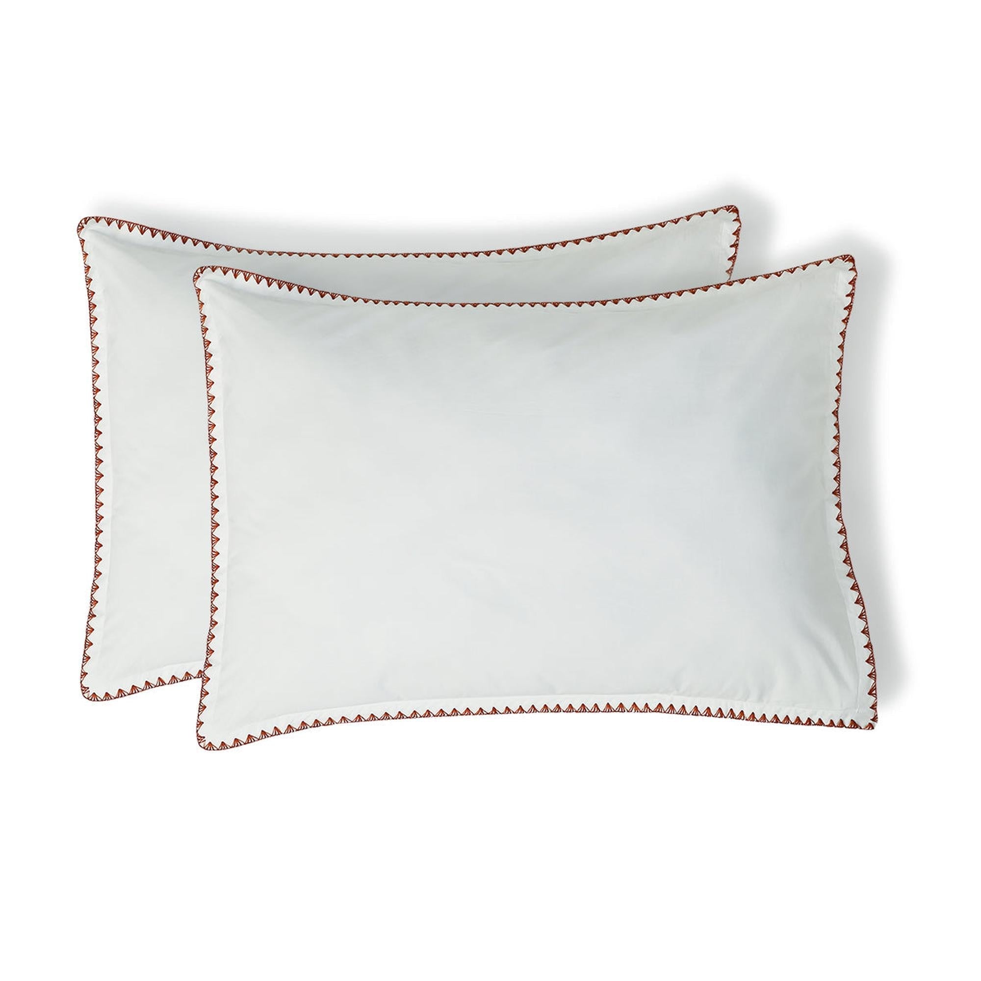 Zoé - Funda De Almohada (X2) - Percal De Algodón - Blanco/Rojo