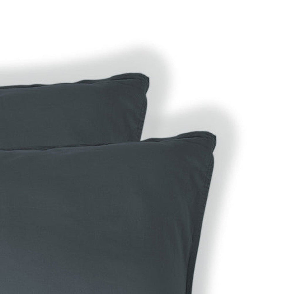 Luna - Lote De 2 Fundas De Almohada - Algodón Lavado - Azul Tormenta