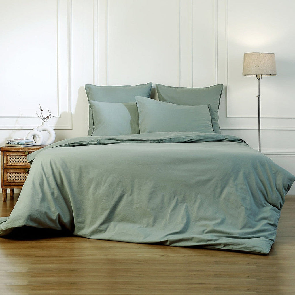 Luna - Lote De 2 Fundas De Almohada - Algodón Lavado - Celadón