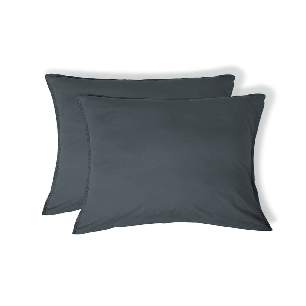 Luna - Lote De 2 Fundas De Almohada - Algodón Lavado - Azul Tormenta
