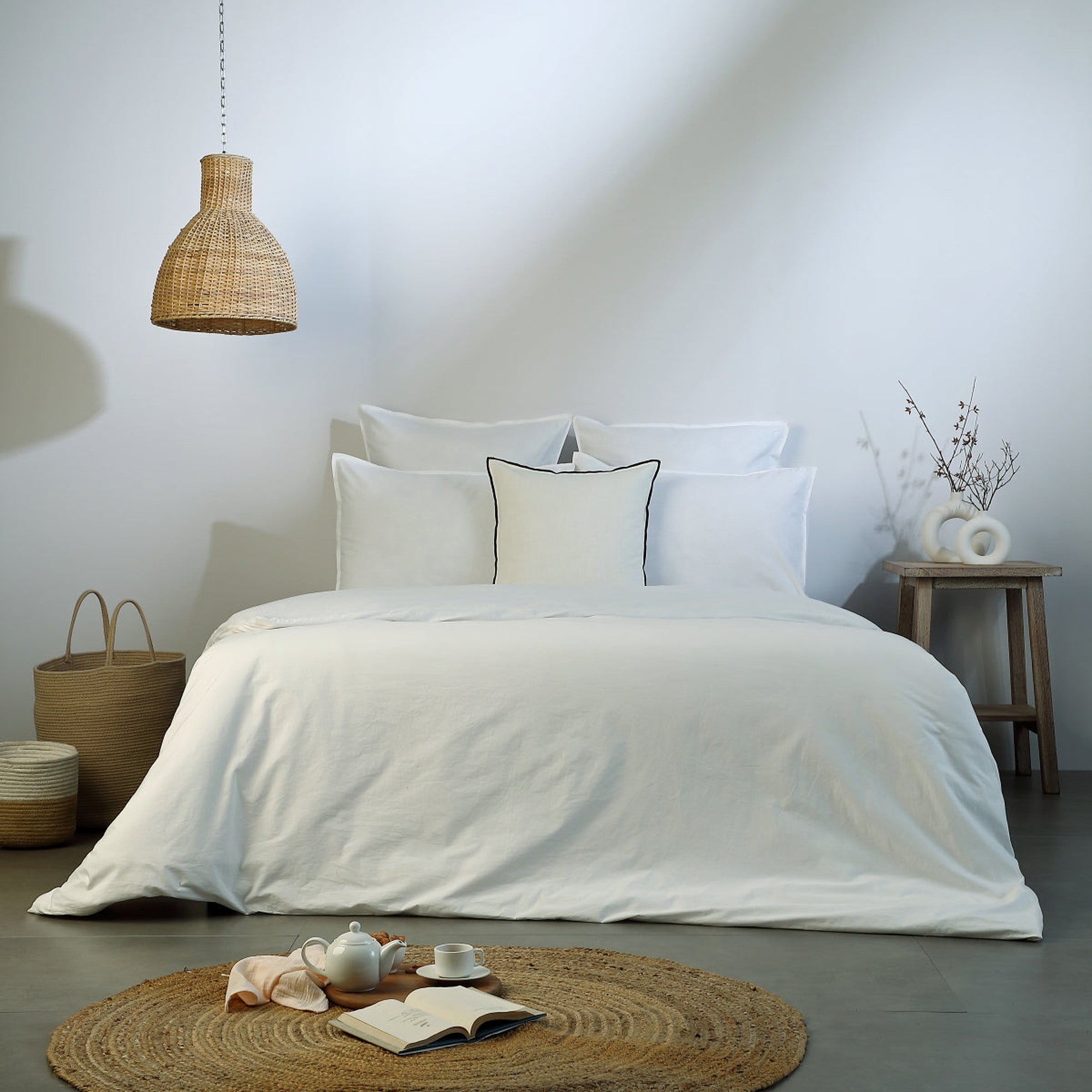 Luna - Pack De 2 Fundas De Almohada - Algodón Lavado - Blanco
