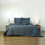 Luna - Housse De Couette - Coton Lavé - Bleu Orage