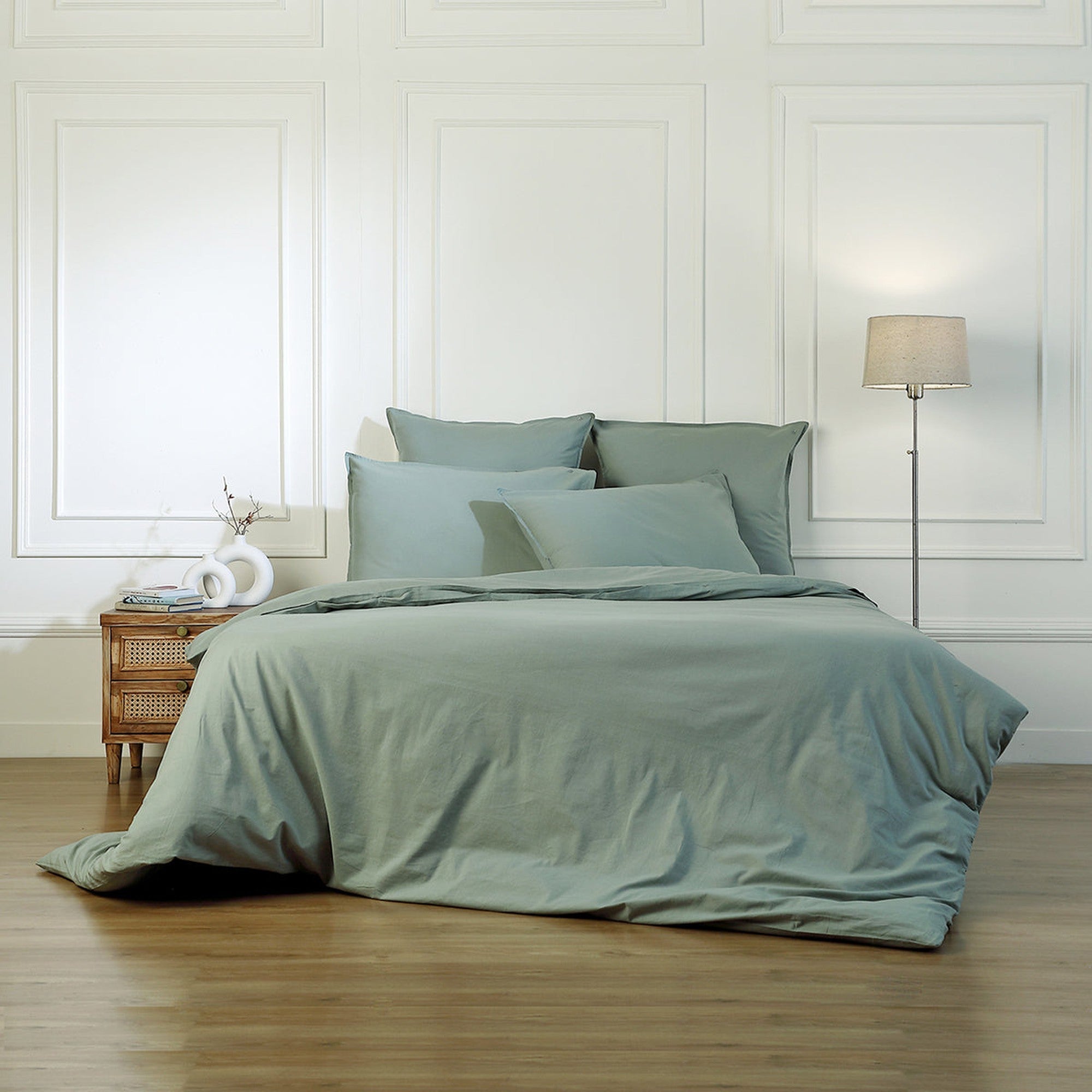 Luna - Funda Nórdica - Algodón Lavado - Verde Celadón