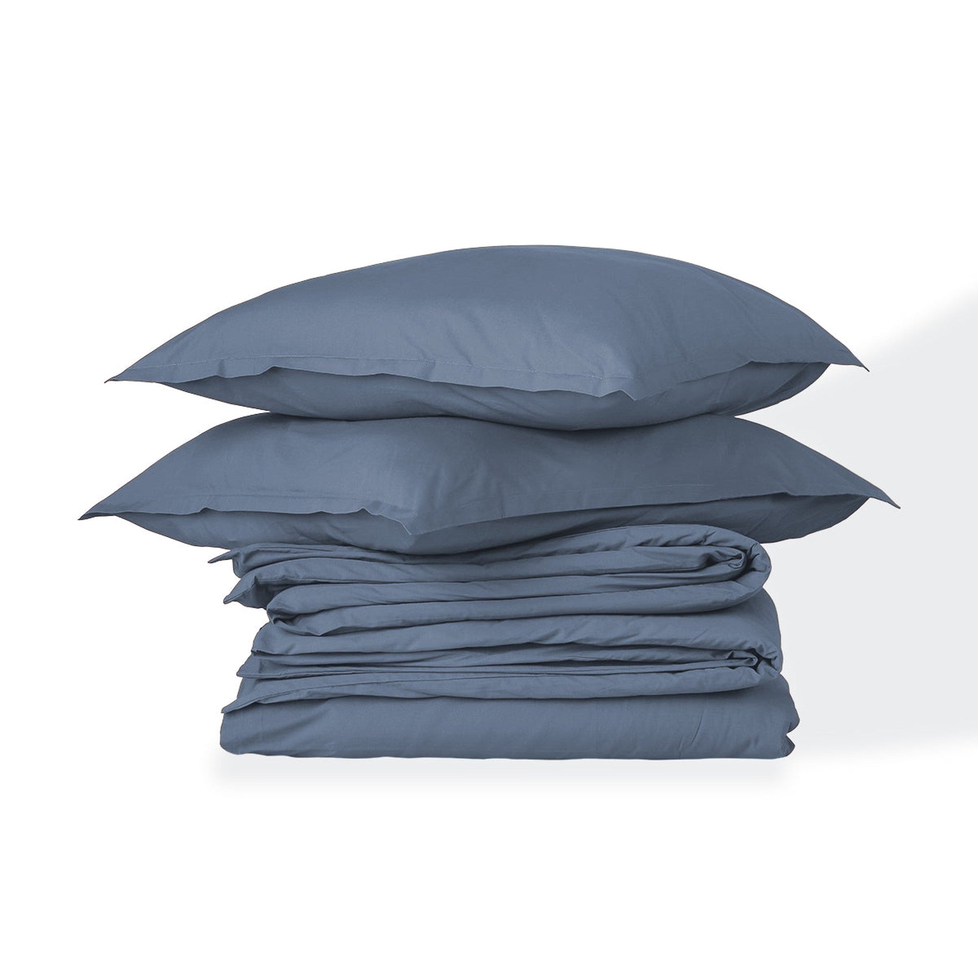 Nina - Juego De Cama + Fundas De Almohada - Percal De Algodón - Azul Denim
