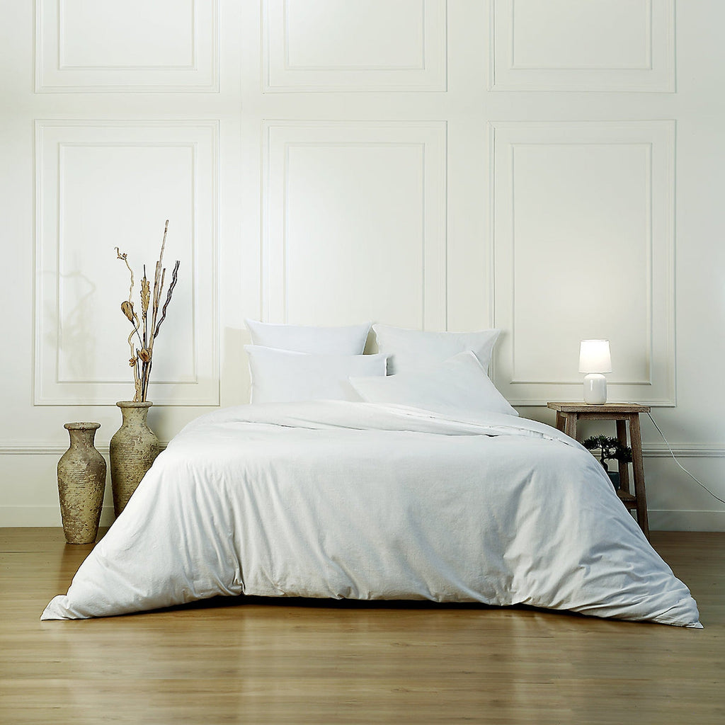 Luna - Juego De Cama - Algodón Lavado - Blanco