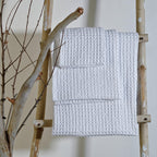 Set of 3 Waffle Cotton Bath Towels 90X150&50X100&30X50 - Daria - White