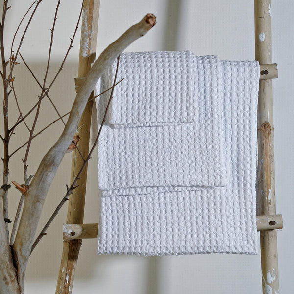 Lot De 3 Serviettes De Bain Coton Gaufré 90X150&50X100&30X50 - Daria - Blanc