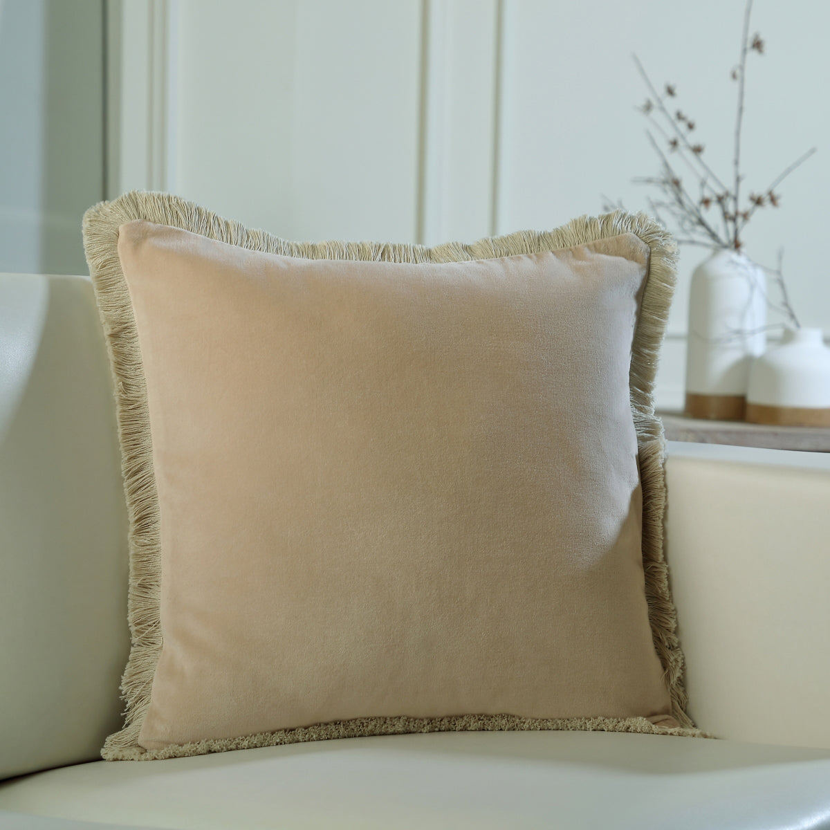 Riva - Cushion Cover - Cotton Velvet - Beige