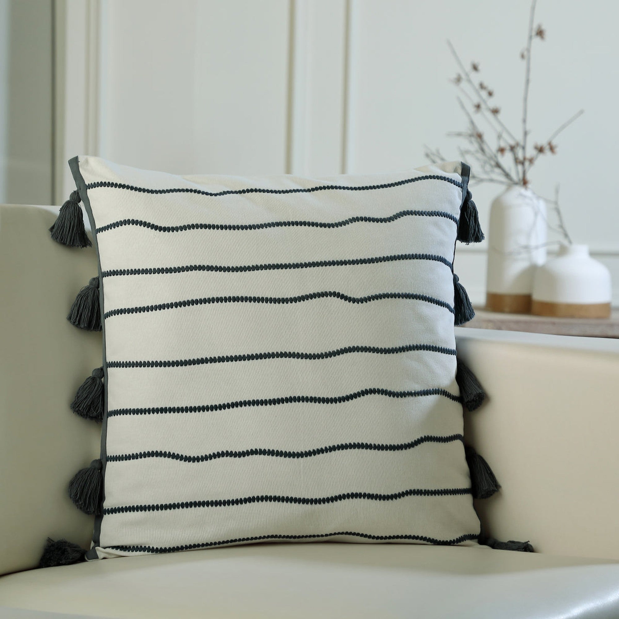 Baja - Coussin - Toile De Coton - Bleu Orage