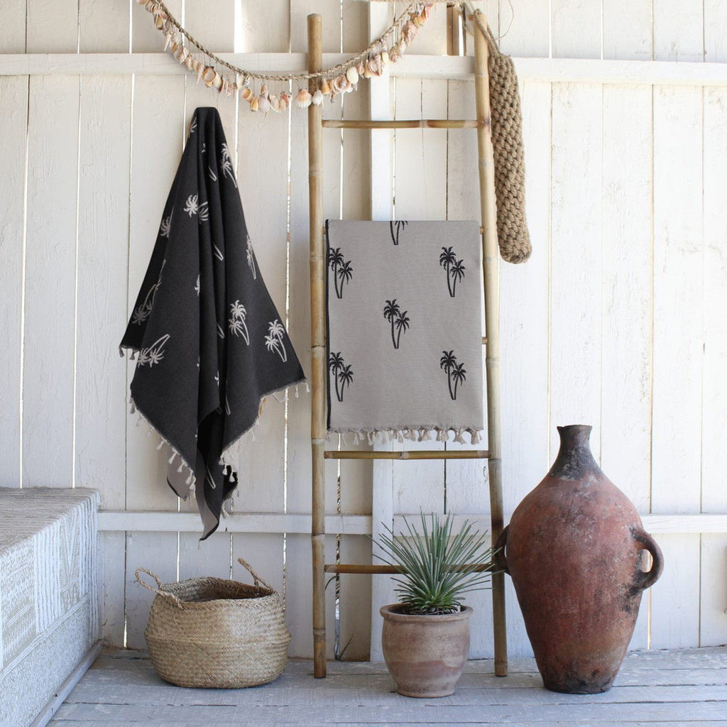 Palm Tree - Jacquard Fouta - Black