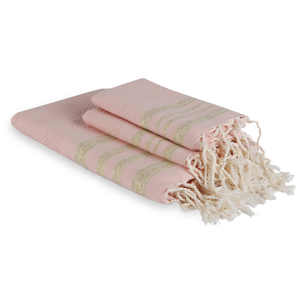 Hamptons - Bath Foutas (1 Large and 2 Small) - Powder Pink/Gold