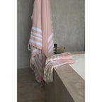 Hamptons - Bath Towels (1 Large and 2 Small) - Powder Pink/White