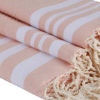Hamptons - Bath Towels (1 Large and 2 Small) - Powder Pink/White