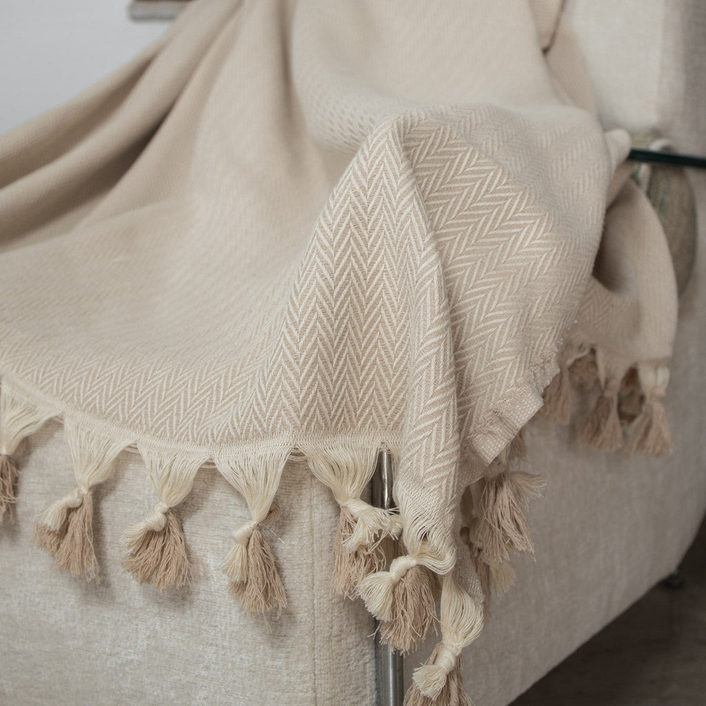 Megeve - Throw - Cotton - Light Taupe