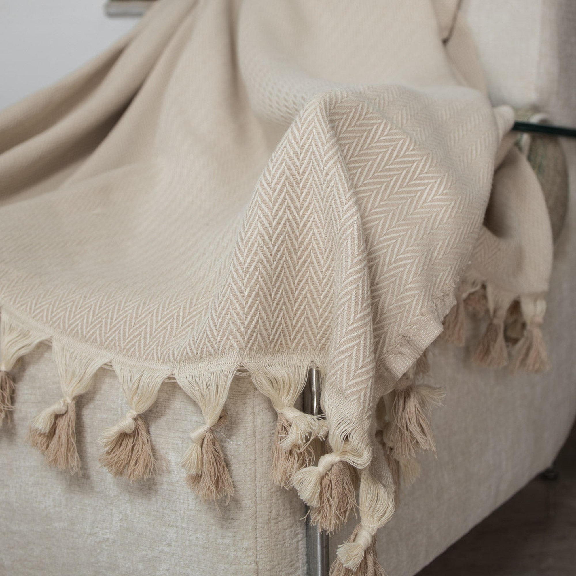 Megeve - Throw - Cotton - Light Taupe