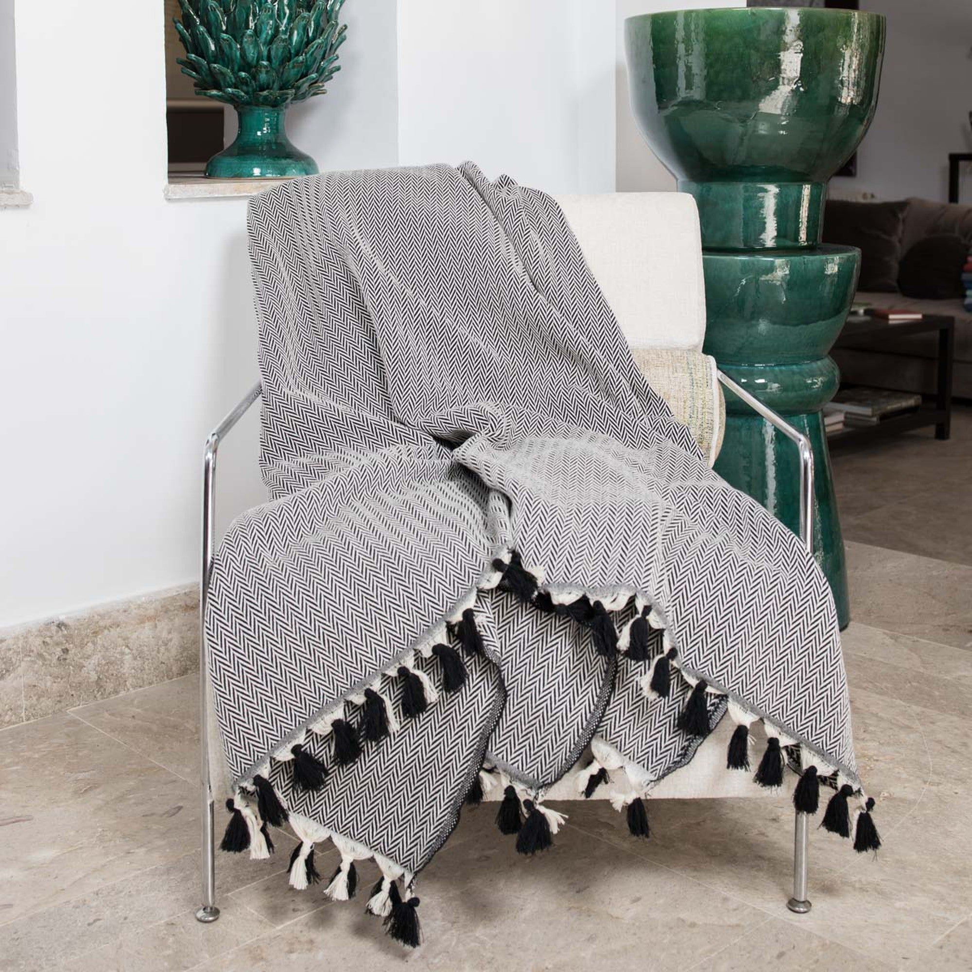 Megeve - Throw - Cotton - Black