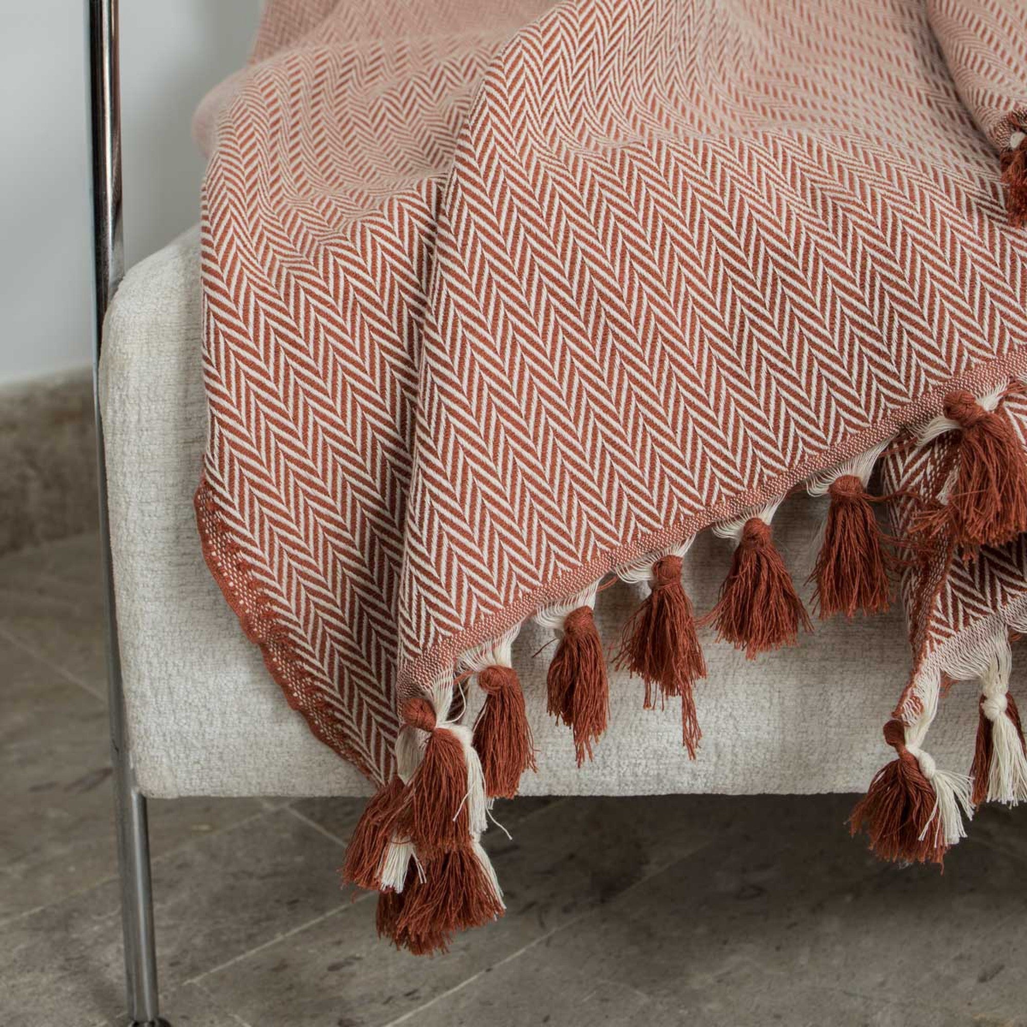 Megeve - Throw - Cotton - Terracotta Red