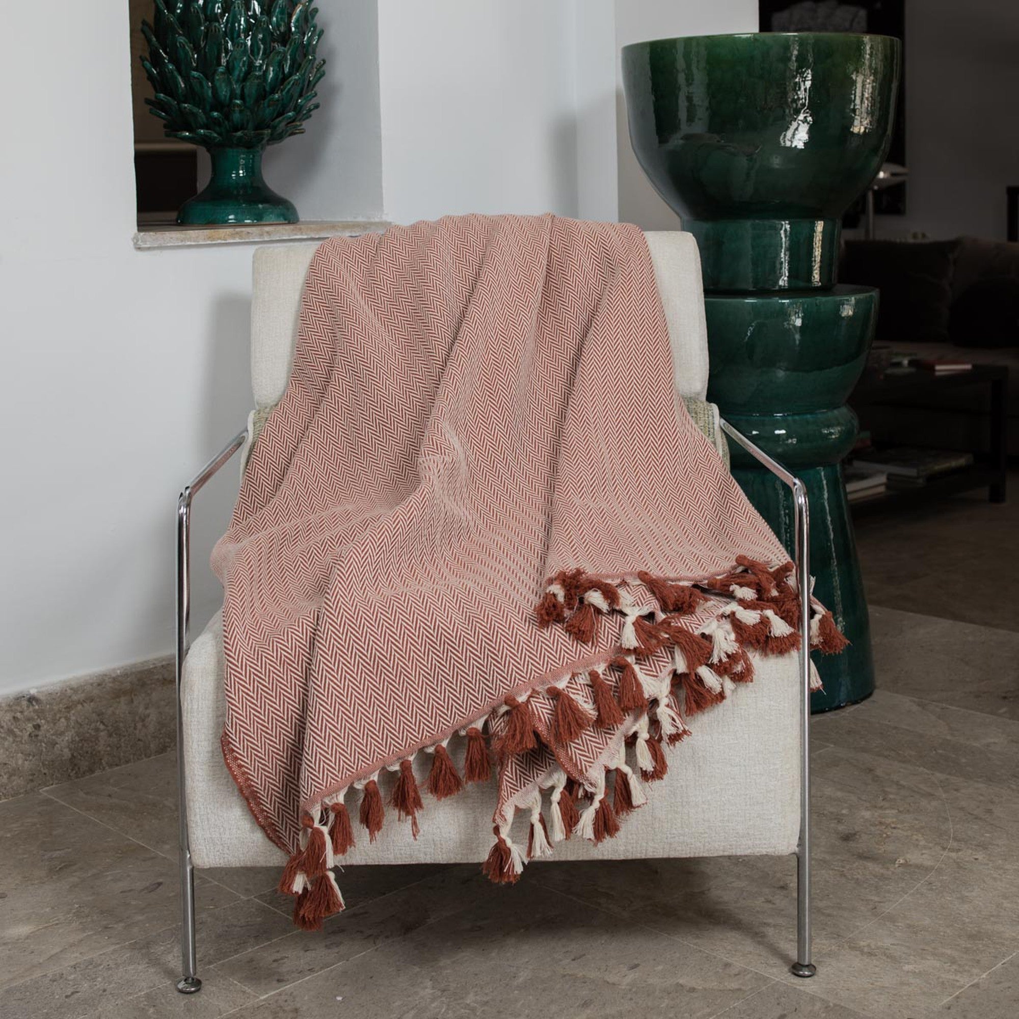 Megeve - Throw - Cotton - Terracotta Red