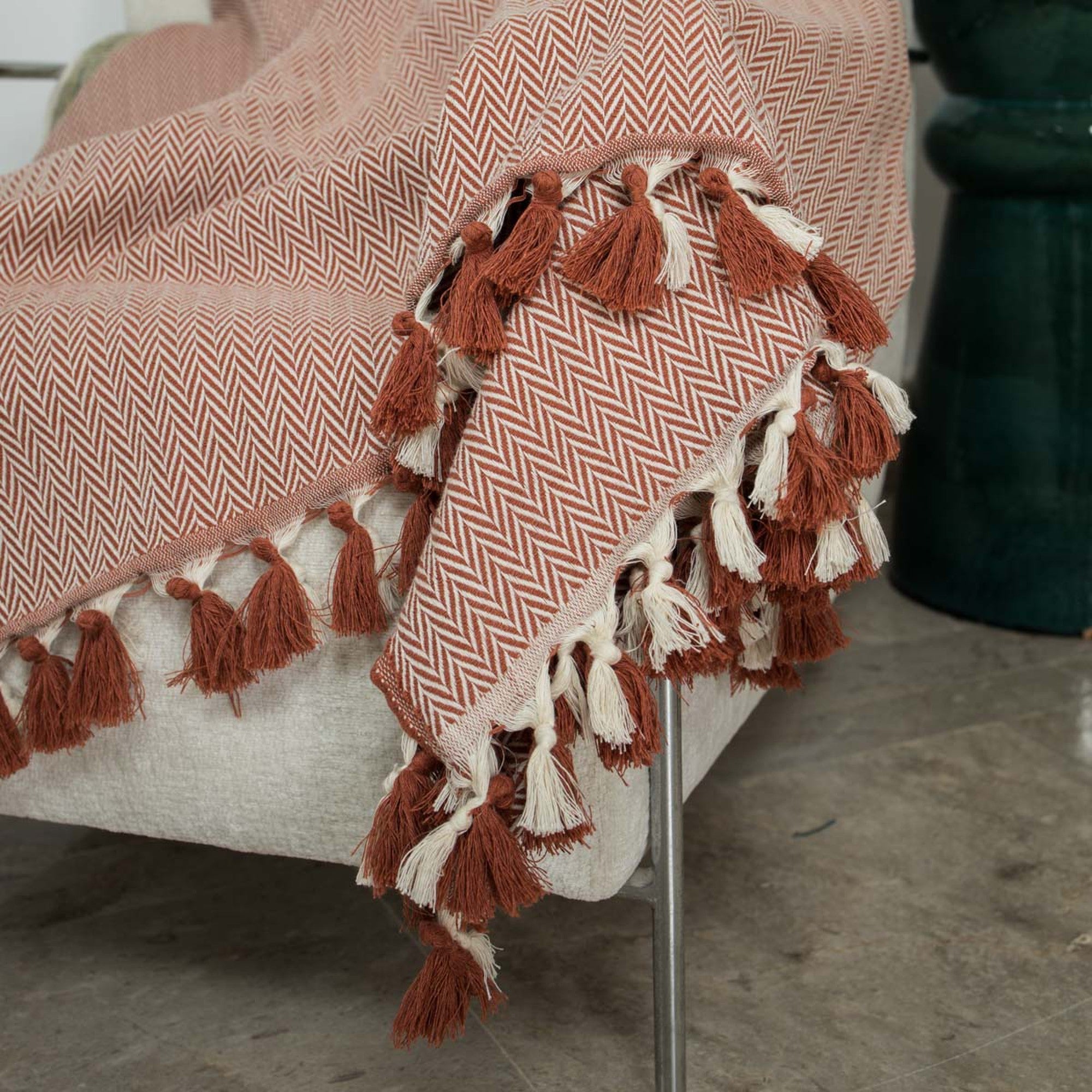 Megeve - Throw - Cotton - Terracotta Red